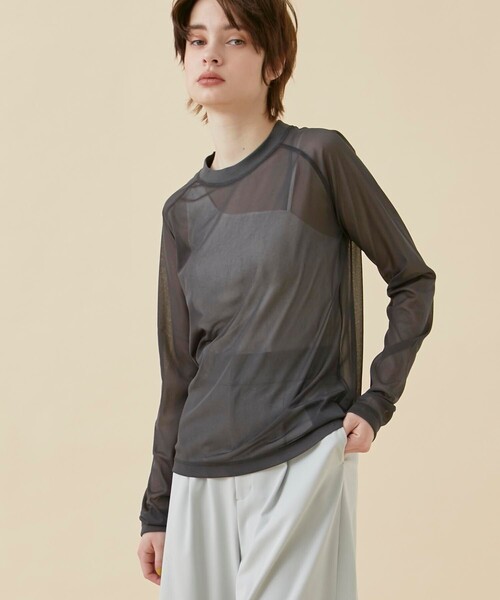 CITY TOKYO（シティトウキョウ）の「トリコットシフォンシアートップス（Tシャツ/カットソー・レディース・ホワイト/グリーン/ダークグレー/ブルー・FREE）」の15枚目の写真