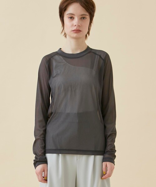 CITY TOKYO（シティトウキョウ）の「トリコットシフォンシアートップス（Tシャツ/カットソー・レディース・ホワイト/グリーン/ダークグレー/ブルー・FREE）」の18枚目の写真