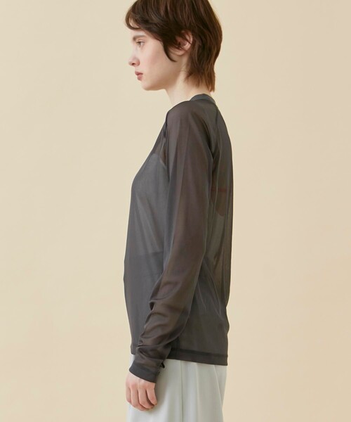 CITY TOKYO（シティトウキョウ）の「トリコットシフォンシアートップス（Tシャツ/カットソー・レディース・ホワイト/グリーン/ダークグレー/ブルー・FREE）」の19枚目の写真