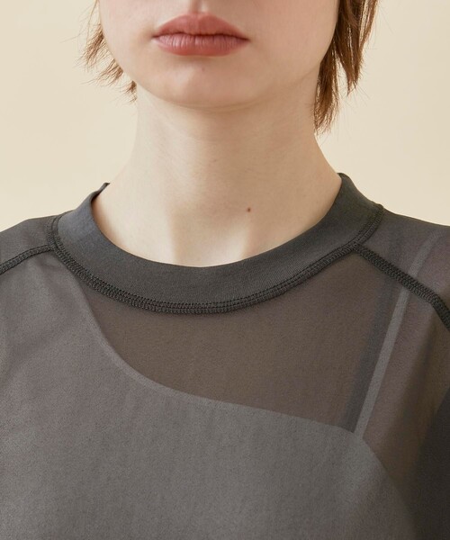 CITY TOKYO（シティトウキョウ）の「トリコットシフォンシアートップス（Tシャツ/カットソー・レディース・ホワイト/グリーン/ダークグレー/ブルー・FREE）」の21枚目の写真