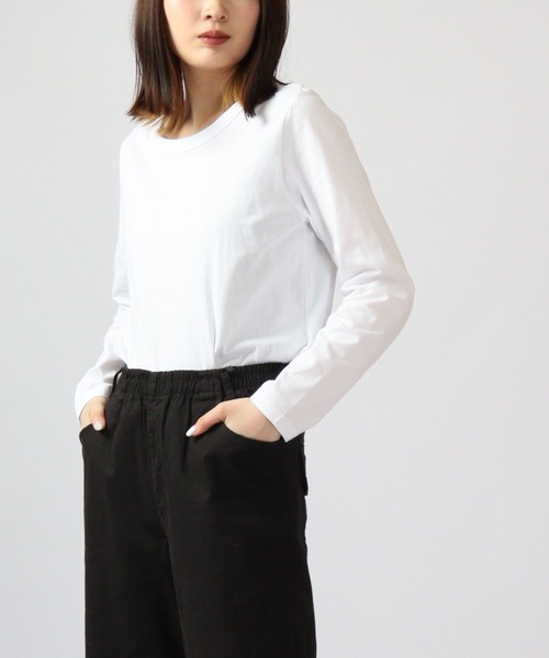 FUNALIVE（ファンアライブ）の「PAGE ONE コットンコーマ糸長袖Tシャツ（Tシャツ/カットソー・レディース・グリーン/ブラック/イエロー/グレー/オフホワイト/ラベンダー・L/LL/M）」の8枚目の写真
