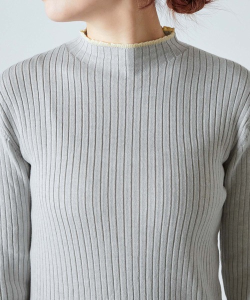 forksy.(フォルクシー)の「【forksy.】スリーブスリットライン配色ボトルネックリブニットプルオーバー(ニット/セーター・レディース・ブラック/ライトブルー/アイボリー/ライトグレー・FREE)」の9枚目の写真