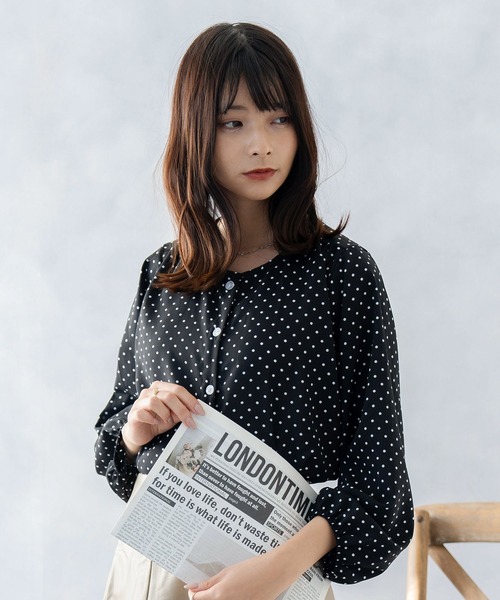 NinaetLina(ニナエリナ)の「ドット柄ブラウス(シャツ/ブラウス・レディース・ベージュ/ブラック・M/L)」の19枚目の写真