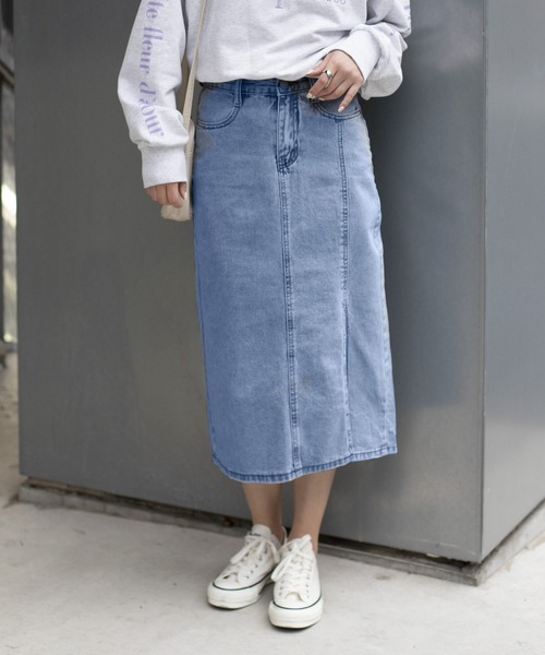 SpRay(スプレイ)の「デニムスリットロングスカート(デニムスカート・レディース・ブラック/サックスブルー/ブルー・SMALL/MEDIUM)」の3枚目の写真