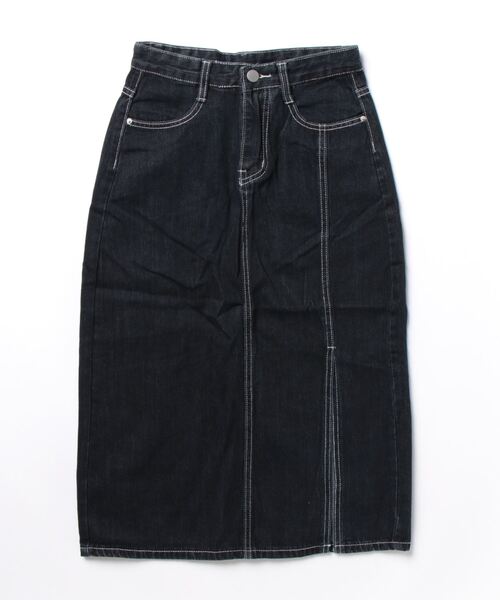 SpRay(スプレイ)の「デニムスリットロングスカート(デニムスカート・レディース・ブラック/サックスブルー/ブルー・SMALL/MEDIUM)」の4枚目の写真