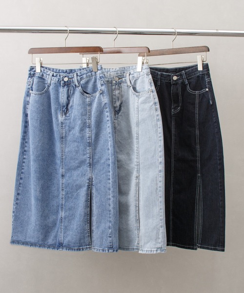 SpRay(スプレイ)の「デニムスリットロングスカート(デニムスカート・レディース・ブラック/サックスブルー/ブルー・SMALL/MEDIUM)」の9枚目の写真