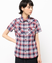 AVIREX | avirex/アヴィレックス/レディース/　 S/S BACK EMBROIDERY CHECK SHIRT/半袖　バック刺繍　ﾁｪｯｸｼｬﾂ(シャツ/ブラウス)