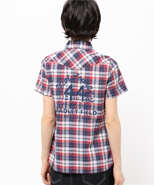 AVIREX(アヴィレックス)の「avirex/アヴィレックス/レディース/ S/S BACK EMBROIDERY CHECK SHIRT/半袖 バック刺繍 チェックシャツ(シャツ/ブラウス・レディース・レッド/イエロー・MEDIUM/SMALL)」の5枚目の写真