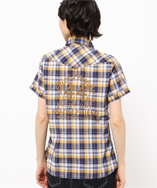 AVIREX(アヴィレックス)の「avirex/アヴィレックス/レディース/ S/S BACK EMBROIDERY CHECK SHIRT/半袖 バック刺繍 チェックシャツ(シャツ/ブラウス・レディース・レッド/イエロー・MEDIUM/SMALL)」の13枚目の写真