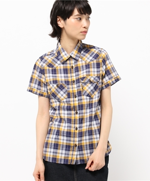 AVIREX(アヴィレックス)の「avirex/アヴィレックス/レディース/ S/S BACK EMBROIDERY CHECK SHIRT/半袖 バック刺繍 チェックシャツ(シャツ/ブラウス・レディース・レッド/イエロー・MEDIUM/SMALL)」の14枚目の写真