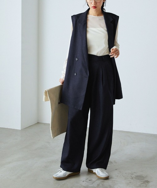 forksy.(フォルクシー)の「【forksy.】クロスウエストストレートワイドスラックスパンツ(スラックス・レディース・ネイビー/ベージュ/グレー・S/M)」の16枚目の写真