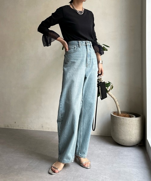 DouDou(ドゥドゥ)の「袖チュールフレアTEE(Tシャツ/カットソー・レディース・オフホワイト/ネイビー・FREE)」の20枚目の写真