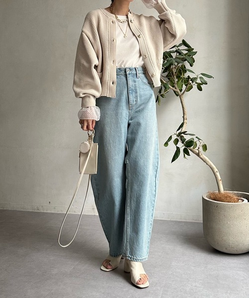 DouDou(ドゥドゥ)の「袖チュールフレアTEE(Tシャツ/カットソー・レディース・オフホワイト/ネイビー・FREE)」の3枚目の写真