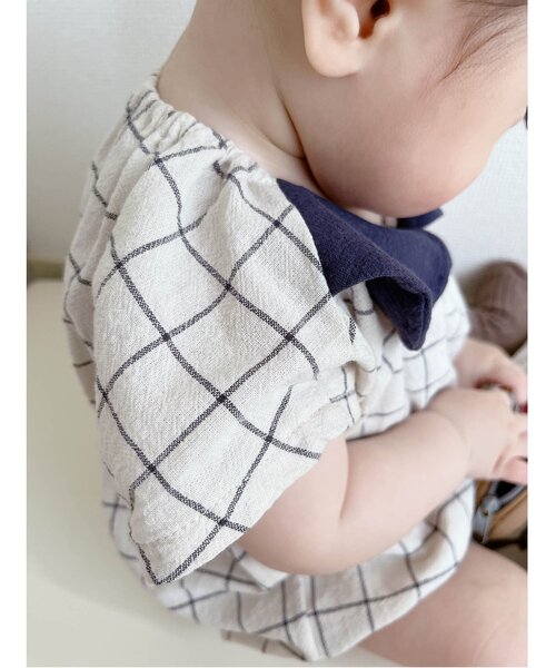 apres les cours（アプレレクール）の「チェック・花柄襟付きボディースーツ（ロンパース・キッズ・ピンク/アイボリー・70/80）」の19枚目の写真