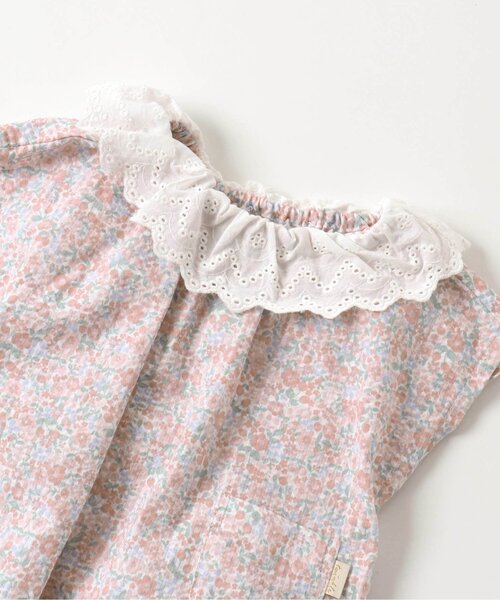 apres les cours（アプレレクール）の「チェック・花柄襟付きボディースーツ（ロンパース・キッズ・ピンク/アイボリー・70/80）」の8枚目の写真