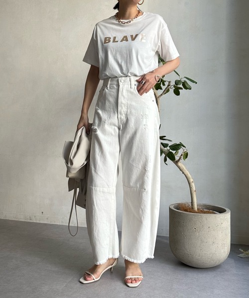 DouDou(ドゥドゥ)の「【WEB限定】BLAVE TEE(Tシャツ/カットソー・レディース・チャコールグレー/オフホワイト/キナリ/グレイッシュベージュ・FREE)」の17枚目の写真