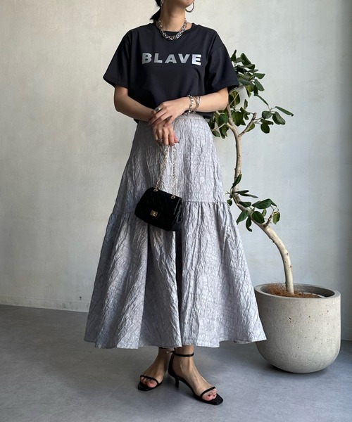 DouDou(ドゥドゥ)の「【WEB限定】BLAVE TEE(Tシャツ/カットソー・レディース・チャコールグレー/オフホワイト/キナリ/グレイッシュベージュ・FREE)」の5枚目の写真