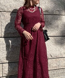 Petitle（プチレ）の「[ 低身長向けサイズ ] インナーつき総レースオケージョンフレアワンピース（ワンピース）」