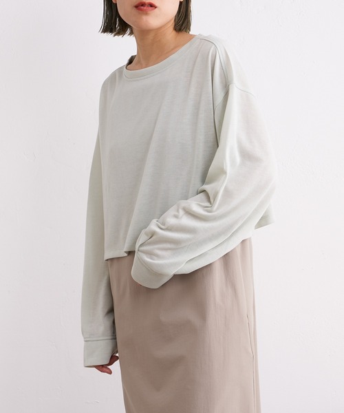 美品♡Theory CROPPED CN POシアーシャツ エアリーコットン WR-ctn-sheer-relax-LT-wh-06-