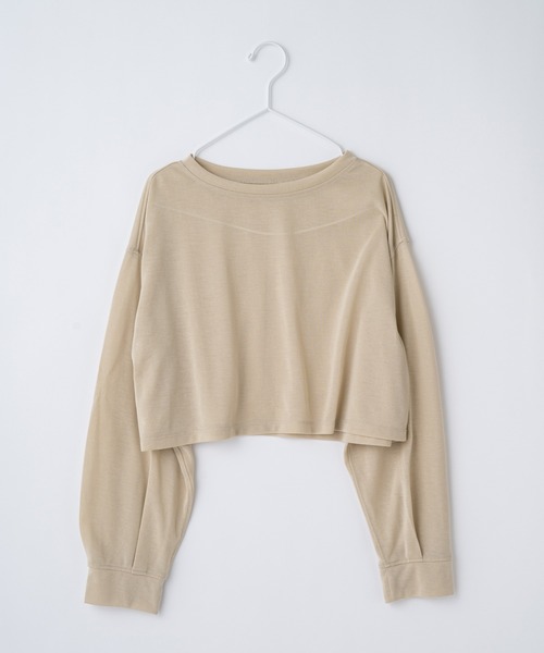 earthy（アーシー）の「シアークロップドロンT（Tシャツ/カットソー・レディース・ベージュ/オレンジ/オフホワイト/ブラック/キャメル/ミント/ライトグレー/ピンク・FREE）」の9枚目の写真