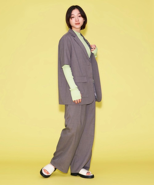 リネンジャケットブラウス ハードマンリネンバンドカラーシャツブラウス | human woman