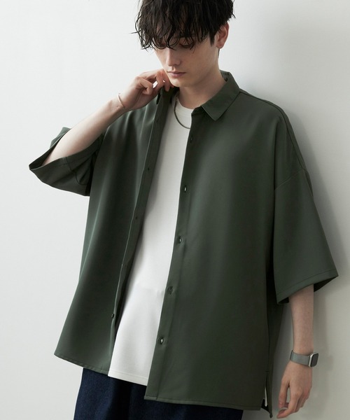 Anchor Smith(アンカー スミス)の「アヤドレープトロミ ルーズS/Sシャツ(シャツ/ブラウス・メンズ・ブルーグレー/ライトグレー/アイボリー/グリーン系/ダークグレー/ブラック/グリーン系1/モカ/ブルー系/バーガンディー・M/L)」の8枚目の写真