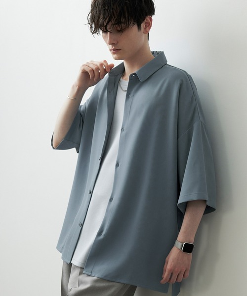 Anchor Smith(アンカー スミス)の「アヤドレープトロミ ルーズS/Sシャツ(シャツ/ブラウス・メンズ・ブルーグレー/ライトグレー/アイボリー/グリーン系/ダークグレー/ブラック/グリーン系1/モカ/ブルー系/バーガンディー・M/L)」の6枚目の写真