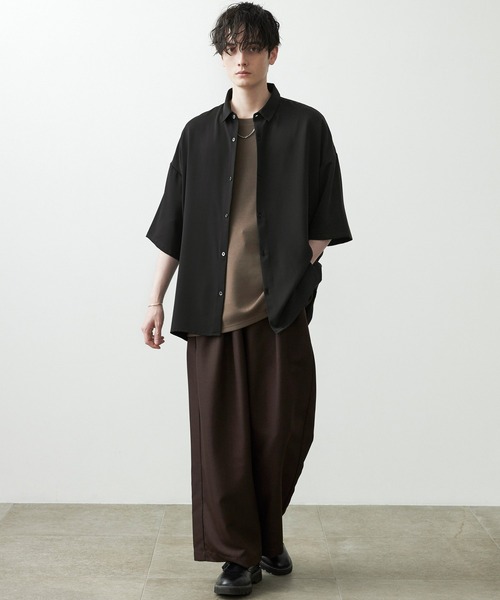 Anchor Smith(アンカー スミス)の「アヤドレープトロミ ルーズS/Sシャツ(シャツ/ブラウス・メンズ・ブルーグレー/ライトグレー/アイボリー/グリーン系/ダークグレー/ブラック/グリーン系1/モカ/ブルー系/バーガンディー・M/L)」の15枚目の写真