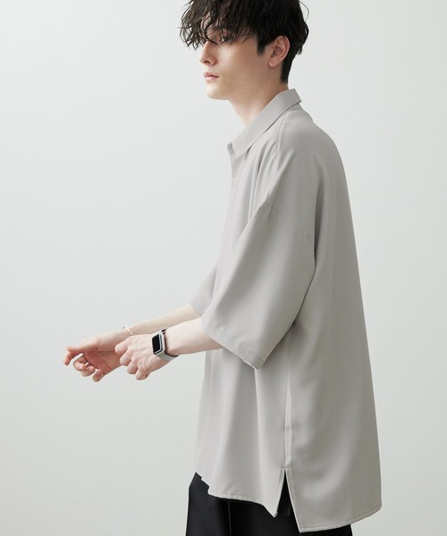 Anchor Smith(アンカー スミス)の「アヤドレープトロミ ルーズS/Sシャツ(シャツ/ブラウス・メンズ・ブルーグレー/ライトグレー/アイボリー/グリーン系/ダークグレー/ブラック/グリーン系1/モカ/ブルー系/バーガンディー・M/L)」の21枚目の写真