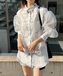 one after another NICE CLAUP | 【新色追加】ワンランク上のスタイルに/オーガンジーロングシャツ(シャツ/ブラウス)