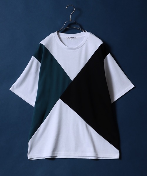 ANPAS(アンパス)の「Ponte Fabric Color Switching Design T-shirt/ポンチ 切り替え オーバーサイズ Tシャツ(Tシャツ/カットソー・メンズ・ブラック系その他/ホワイト系その他/ベージュ系その他・M/L)」の2枚目の写真