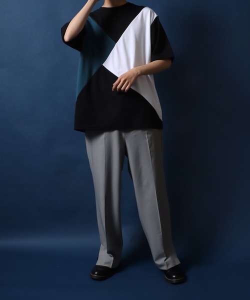 ANPAS(アンパス)の「Ponte Fabric Color Switching Design T-shirt/ポンチ 切り替え オーバーサイズ Tシャツ(Tシャツ/カットソー・メンズ・ブラック系その他/ホワイト系その他/ベージュ系その他・M/L)」の13枚目の写真