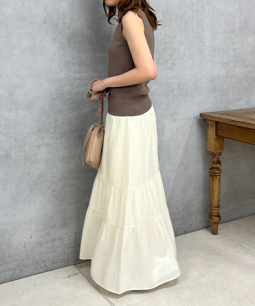 un dix cors（アンディコール）の「変わり織りティアードスカート（スカート・レディース・オレンジ/アイボリー/ネイビー・FREE）」の8枚目の写真