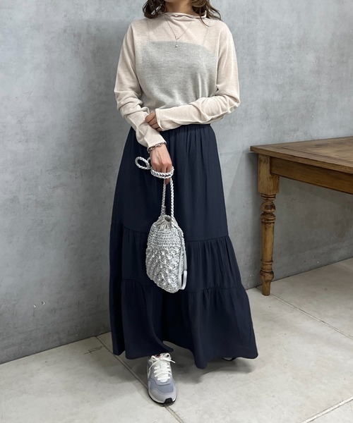 un dix cors（アンディコール）の「変わり織りティアードスカート（スカート・レディース・オレンジ/アイボリー/ネイビー・FREE）」の14枚目の写真