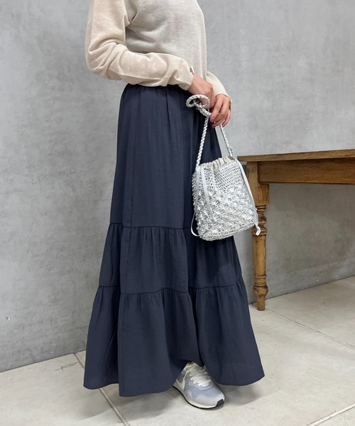 un dix cors（アンディコール）の「変わり織りティアードスカート（スカート・レディース・オレンジ/アイボリー/ネイビー・FREE）」の15枚目の写真