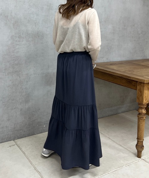 un dix cors（アンディコール）の「変わり織りティアードスカート（スカート・レディース・オレンジ/アイボリー/ネイビー・FREE）」の16枚目の写真