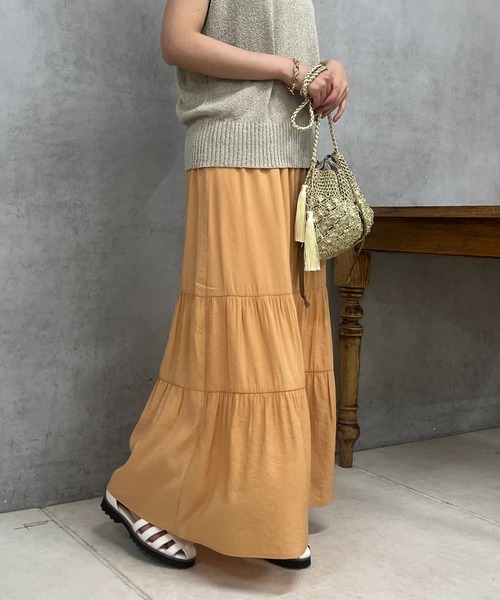 un dix cors（アンディコール）の「変わり織りティアードスカート（スカート・レディース・オレンジ/アイボリー/ネイビー・FREE）」の19枚目の写真