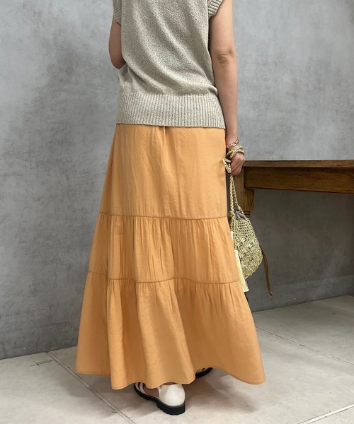 un dix cors（アンディコール）の「変わり織りティアードスカート（スカート・レディース・オレンジ/アイボリー/ネイビー・FREE）」の20枚目の写真