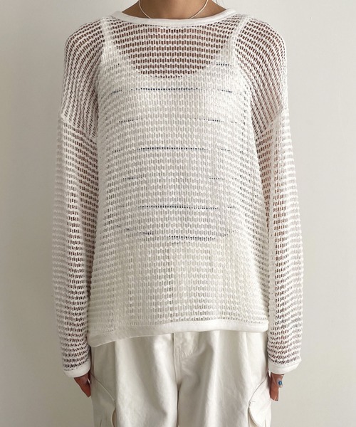 CANAL JEAN（キャナルジーン）の「smileyranna メッシュサマーニット（ニット/セーター・レディース・ホワイト/ブラック・ONE SIZE）」の9枚目の写真