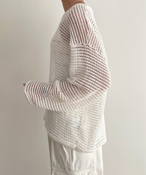CANAL JEAN（キャナルジーン）の「smileyranna メッシュサマーニット（ニット/セーター・レディース・ホワイト/ブラック・ONE SIZE）」の10枚目の写真