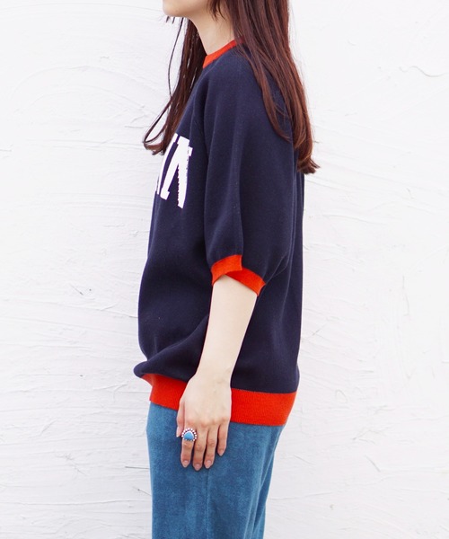 C.E.L.STORE（セルストア）の「THE BOOK STORE/ザブックストア COLLEGE SS SWEATER カレッジSSセーター（ニット/セーター・メンズ・ネイビー/マスタード/ブラック・MEDIUM/LARGE）」の19枚目の写真
