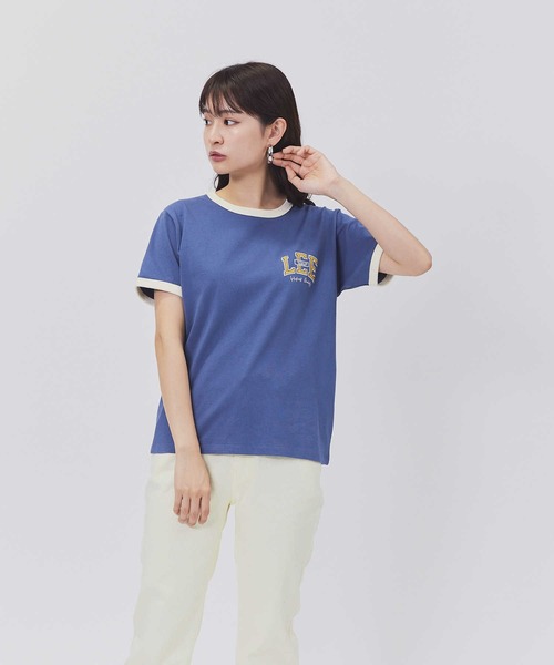 Lee(リー)の「【Lee】ワンポイントリンガーTシャツ(Tシャツ/カットソー・レディース・ブルー・M/L)」の1枚目の写真