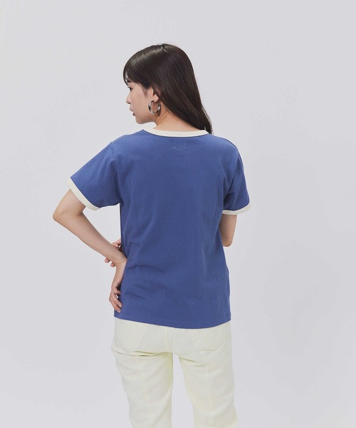 Lee(リー)の「【Lee】ワンポイントリンガーTシャツ(Tシャツ/カットソー・レディース・ブルー・M/L)」の7枚目の写真