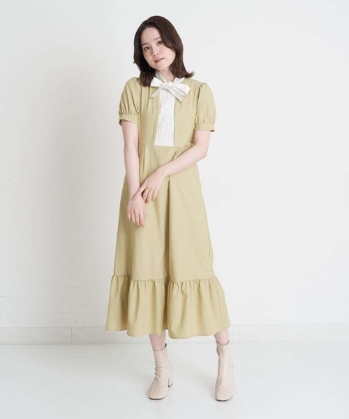 A de a.v.v(アードアー・ヴェ・ヴェ)の「ピコレースリボン襟ワンピース(ワンピース・レディース・ミント/ライトグレー・38/36)」の3枚目の写真