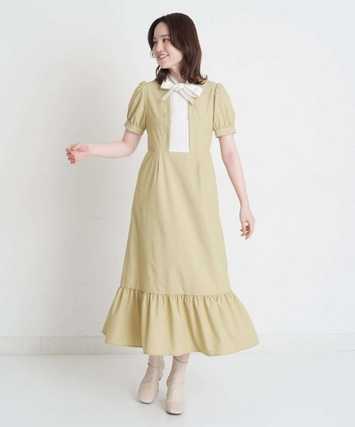 A de a.v.v(アードアー・ヴェ・ヴェ)の「ピコレースリボン襟ワンピース(ワンピース・レディース・ミント/ライトグレー・38/36)」の5枚目の写真