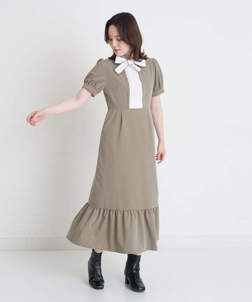 A de a.v.v(アードアー・ヴェ・ヴェ)の「ピコレースリボン襟ワンピース(ワンピース・レディース・ミント/ライトグレー・38/36)」の9枚目の写真