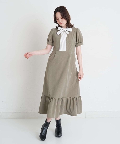 A de a.v.v(アードアー・ヴェ・ヴェ)の「ピコレースリボン襟ワンピース(ワンピース・レディース・ミント/ライトグレー・38/36)」の11枚目の写真