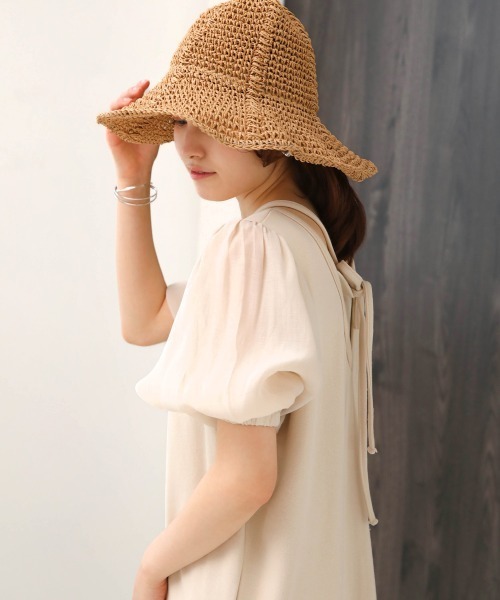 【Max Mara】送関込 ロゴプレート ペーパーヤーン ハット ラインペーパーハット（ハット）｜coca（coca）（コカ）の