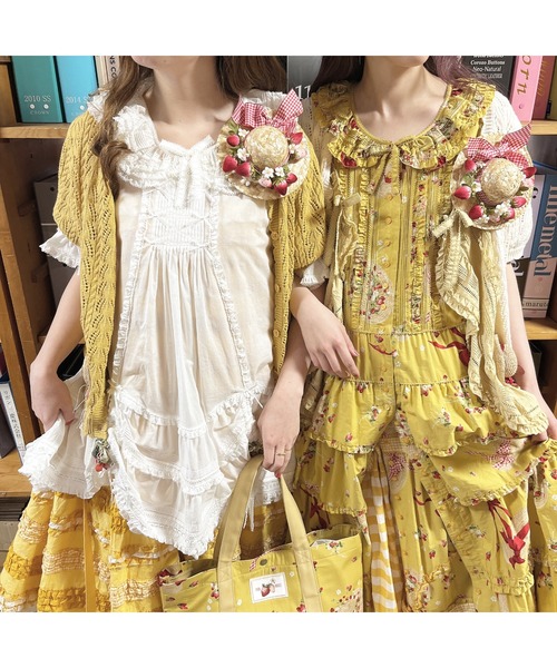 PINK HOUSE ピンクハウス ドットフリル 半袖 ボレロ カーディガン セール】 ヴァイレットモチーフニットカーディガン