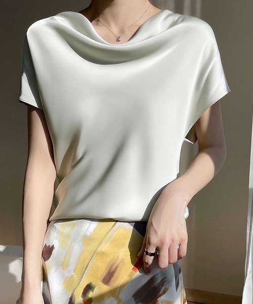 セール】サテン ドレープ フレンチ Tシャツ（Tシャツ/カットソー